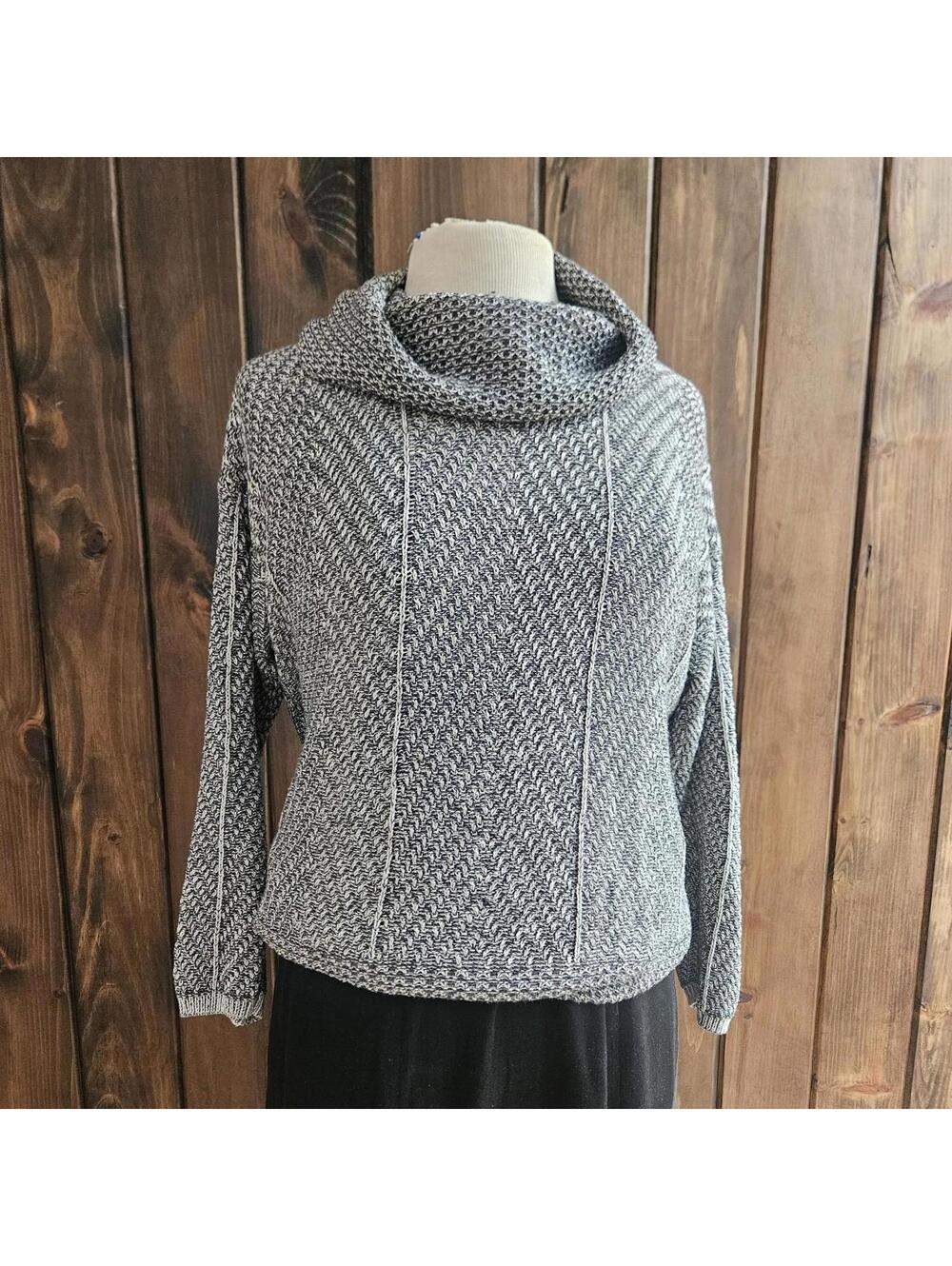 y2k vtg cowl neck grey heathered sweater medium, cotton